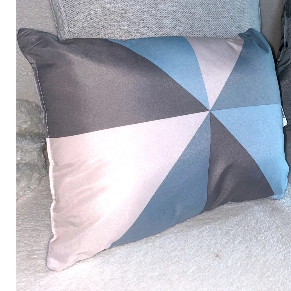 Mainstays Marble Diamond Decorative Pillow Blue Grey White Geometric 12x16